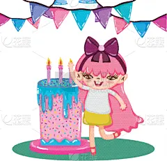 女孩,生日,可爱的,华丽的,事件,请柬,蛋糕,小的,儿童,问候