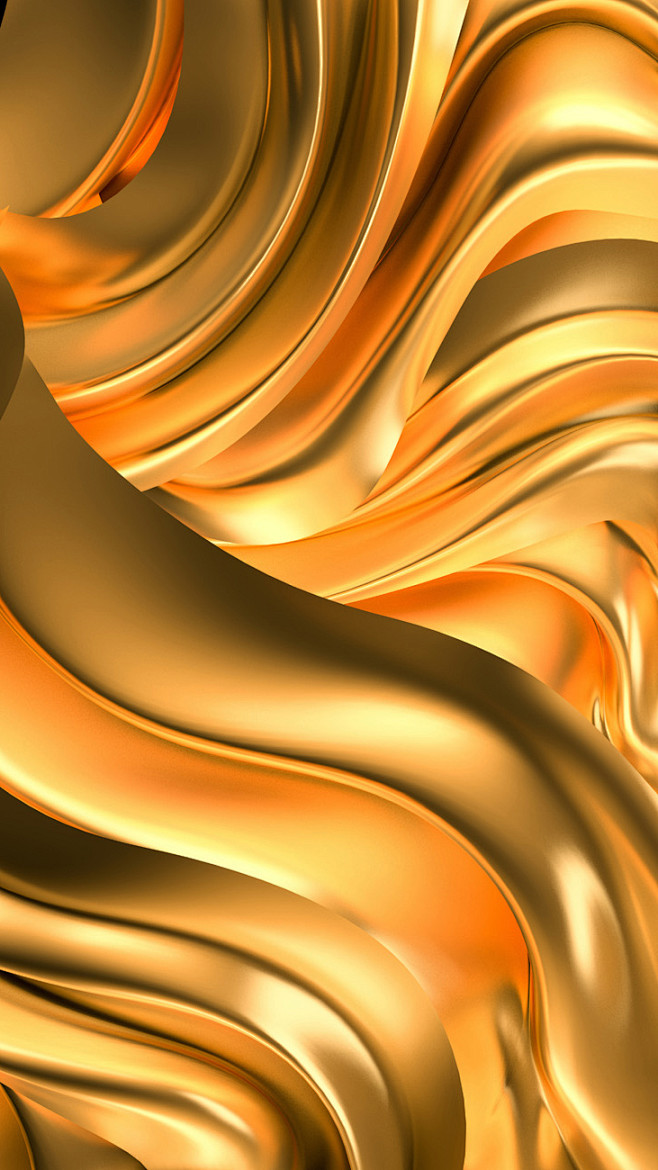 金色绸缎织物3D渲染插图高清背景图片素材