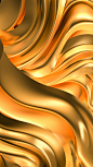金色绸缎织物3D渲染插图高清背景图片素材