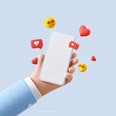 23款3D立体卡通SNS社交网络点赞手势表情包插图插画ps分层素材下载_颜格视觉