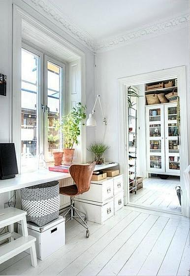 50款北欧风格家庭办公空间 ,书房,白色...