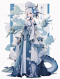 角色设计｜新中式袍·青龙瓷
采集@别致的七
来源：早A晚I