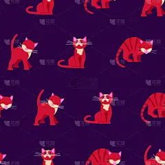 奇异的,猫,四方连续纹样,华丽的,几何形状,纺织品,壁纸,动物,爱,喷溅