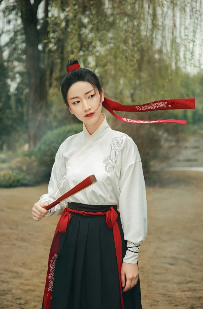 汉服女魏晋中国风黑色古装侠客风汉元素学生霸气武侠交领齐腰襦裙-tmall.com天猫-花瓣网