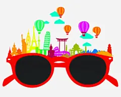 遮阳镜与旅游度假高清素材 写实 创意 手绘 插画 色彩 免抠png 设计图片 免费下载