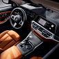 Close-up of the driver's compartment in the interior of the BMW 3 Series Sedan.