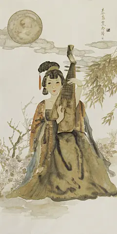 王春菊人物画作品赏析：构图严谨，笔墨生动，极具东方古典气韵_2482480780