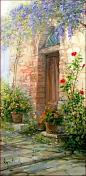 意大利艺术家Antonietta Varallo 庭院油画