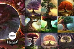 【图片素材】100张高分辨率油画水彩绘画奇幻森林树木插画艺术图片素材 100 Fantasy Trees – Oil Painting Art