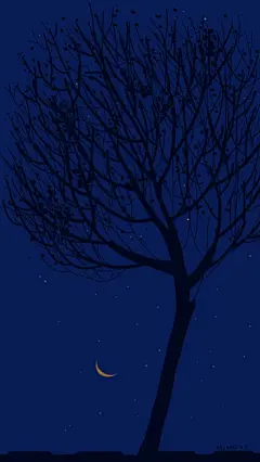 -插画家园-插画家园在地铁上画画-插画家园天微亮，月半弯。早安，周一~#月亮##风景##心情#-插画家园