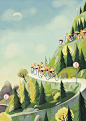 Cycling Downhill : An image created for Aimia on the theme of teamwork on hitting goals