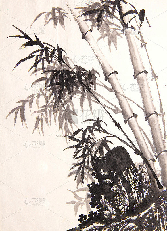 竹水墨画手绘