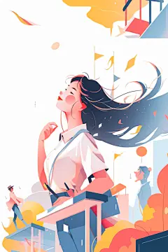 欢庆五一劳动节扁平化人物插画
