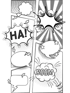 通用边框黑白漫画风多个爆炸贴纸元素素材