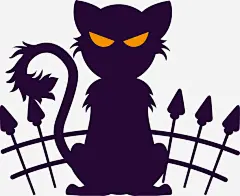 呆萌黑色猫咪高清素材 可爱猫咪 呆萌猫咪 蹲坐 黑色尾巴 黑色栅栏 黑色猫咪 免抠png 设计图片 免费下载