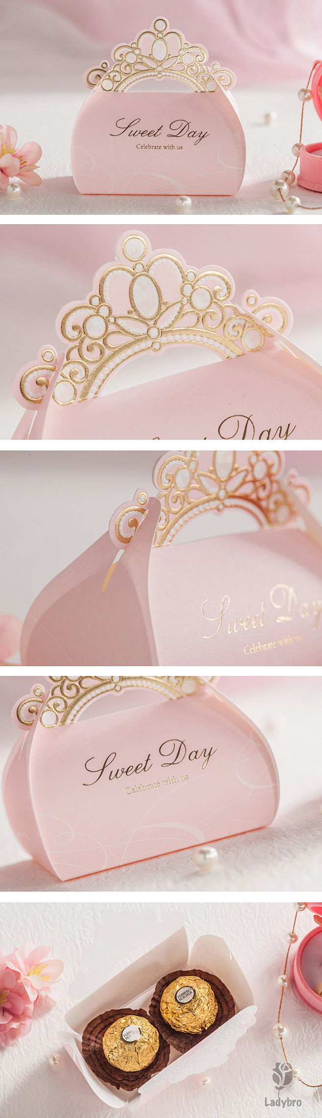 唯思美欧式个性创意喜糖盒粉色烫金纸盒公主...
