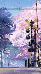 日本动漫樱花彩绘室外场景 平面电商 创意素材