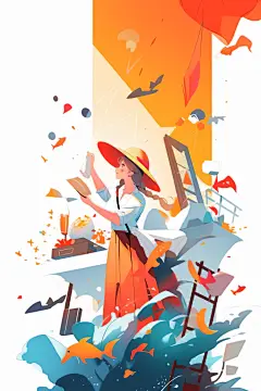 欢庆五一劳动节扁平化人物插画