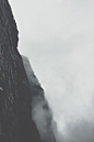 山, 侧, 悬崖, 垂直, 石, 自然, Fot, 云, 薄雾, 景观, 户外, 天气, 急倾斜, 黑色和白色
