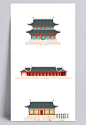 古风建筑|扁平化建筑,中国风,古代建筑,设计感,创意,古风, 阁楼, 大殿,卡通元素,手绘/卡通