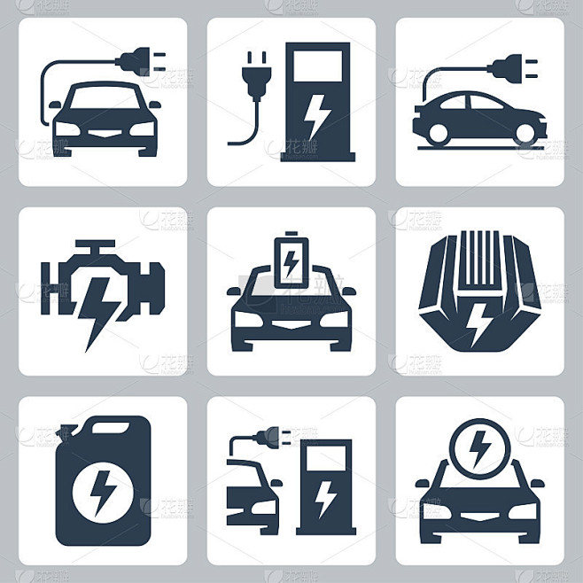 电动汽车矢量图标插图