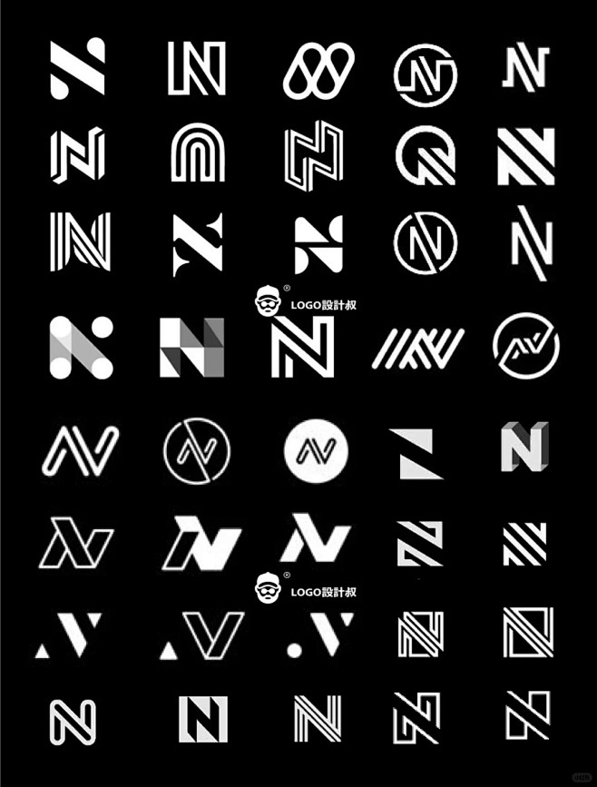 灵感采集⭐300个字母N元素图形logo...
