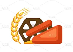 小麦成熟穗联合收割机的插图。