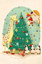 iPhone壁纸 萌物 可爱 背景 套图 动物 长颈鹿 企鹅 动物 圣诞（请勿拿图 森系套图 共四张）