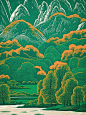 版画风格壁纸·森系背景图