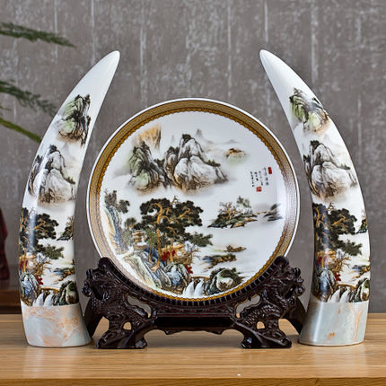 景德镇陶瓷花瓶摆件工艺品三件套现代中式家...