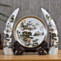 景德镇陶瓷花瓶摆件工艺品三件套现代中式家居客厅台面电视柜装饰