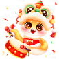 蛇年春节立体渐变可爱感插画蛇IP生肖元素
