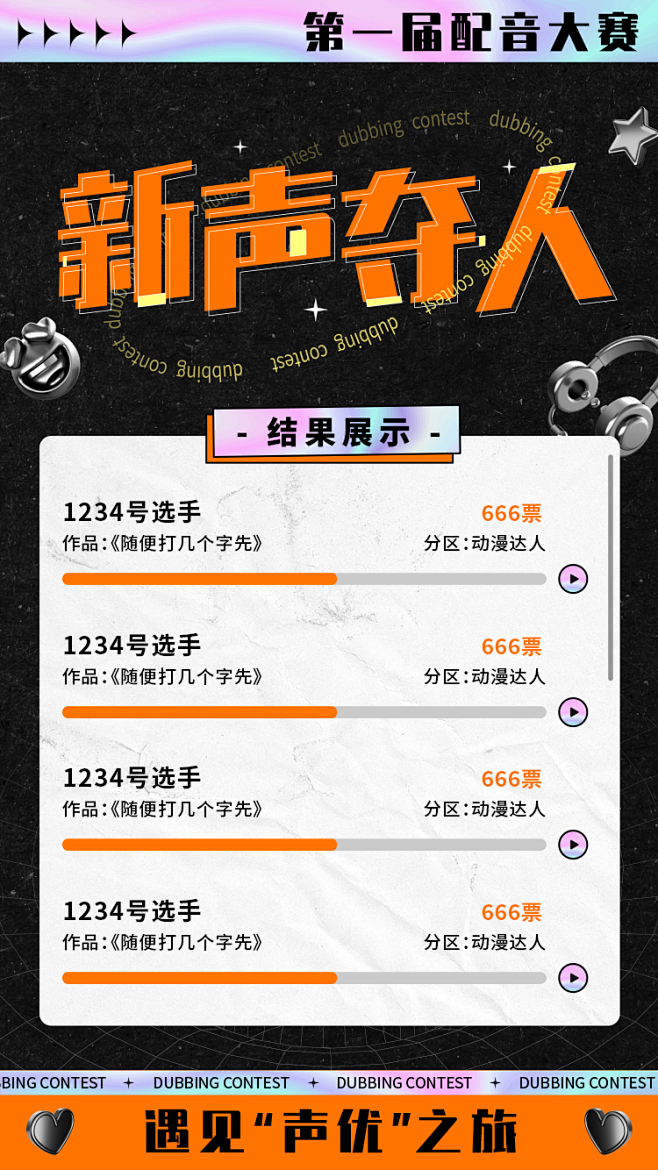 三七互娱 | 配音比赛投票系统-结果页