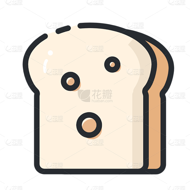 行业icon矢量多色扁平-面包