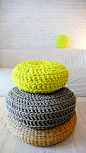 Floor Cushion Crochet  Neon yellow by lacasadecoto on Etsy, €65.00