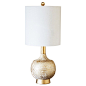 Atwater Table Lamp - LivLuxe : The Atwater Table Lamp is golden glamour with a twist of modern style. This beauty is made of hand-applied cracked eggshell on a simple gourd body, covered