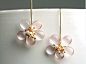 Rose Quartz Flower Earrings with Pearl Clusters : The softest shades of rose quartz petals are wrapped in fine gauge gold fill wire to form my original, signature flowers. Ive affixed them to an