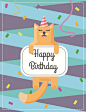 手绘卡通可爱小动物儿童生日庆祝卡片插画素材下载