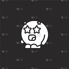 追星族图标。网站设计和移动应用程序开发的充满明星的图标。在黑色背景上孤立地收集满表情符号的追星族图标