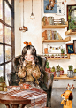 【韩国插画家Aeppol 的「森林女孩日记」系列插画】—— 漂亮的高领毛衣，穿上温暖的感觉 ~ 
