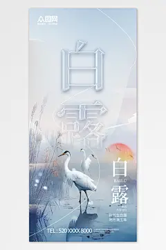 果冻字插画风白露二十四节气海报