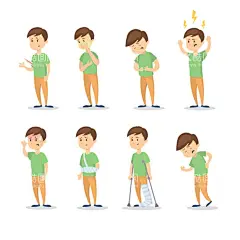 生病小人插画  - 源文件下载【酷图网】受伤,骨折,受伤人物,卡通小人,生病小人,病痛插画,受伤插画
