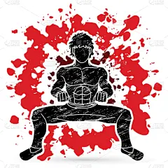 动作,男人,插画,注视镜头,跆拳道,运动,争论,剪影