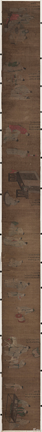 明-清 佚名《酒中八仙图手卷》绢本 水墨 设色 横：233.7cm 纵：21.6cm 藏美国大都会艺术博物馆。此中醉八仙为：李白、贺知章、李适之、汝阳王李进、崔宗之、苏晋、张旭、焦遂。