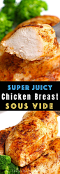 Sous Vide Boneless Chicken Breasts recipe makes super juicy and tender chicken that’s impossible to achieve with traditional method! Forget dry chicken breasts with sous vide technique, which allows you to control the temperature precisely and produces th