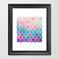 Rainbow Pastel Watercolor Moroccan Pattern Framed Art Print