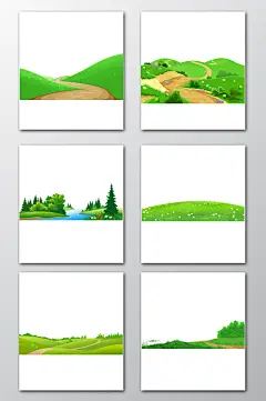 手绘卡通绿色草地素材