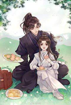 仟茜匀韵采集到二哈和他的白猫师尊（皓衣行）同人插画 漫画