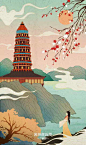 中国风十大名塔建筑插画合计_Z酒肆_插画图片-致设计