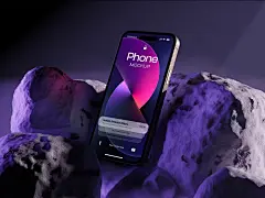 Iphone Mockup 工业风岩石iPhone 15 手机UI壁纸桌面设计展示PSD样机_UIGUI